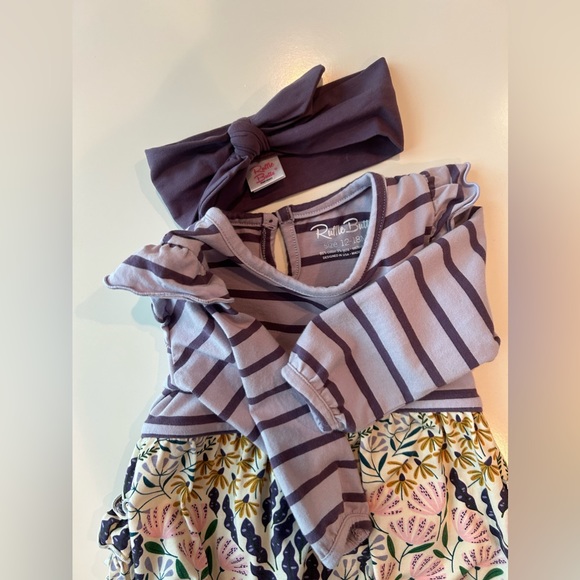 Ruffle Butts Flutter Bubble Romper with Knot Wrap Headband - Picture 5 of 7
